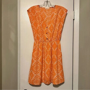 Everly orange geometric sleeveless mini dress cinch waist size S